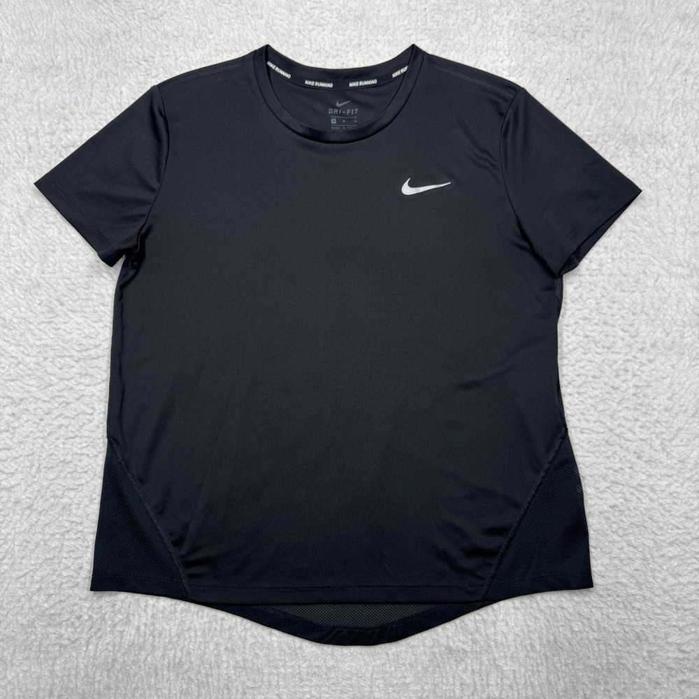 Nike Miler Dri-Fit T-Shirt Black Running Training Gym Genuine Women's Size M
